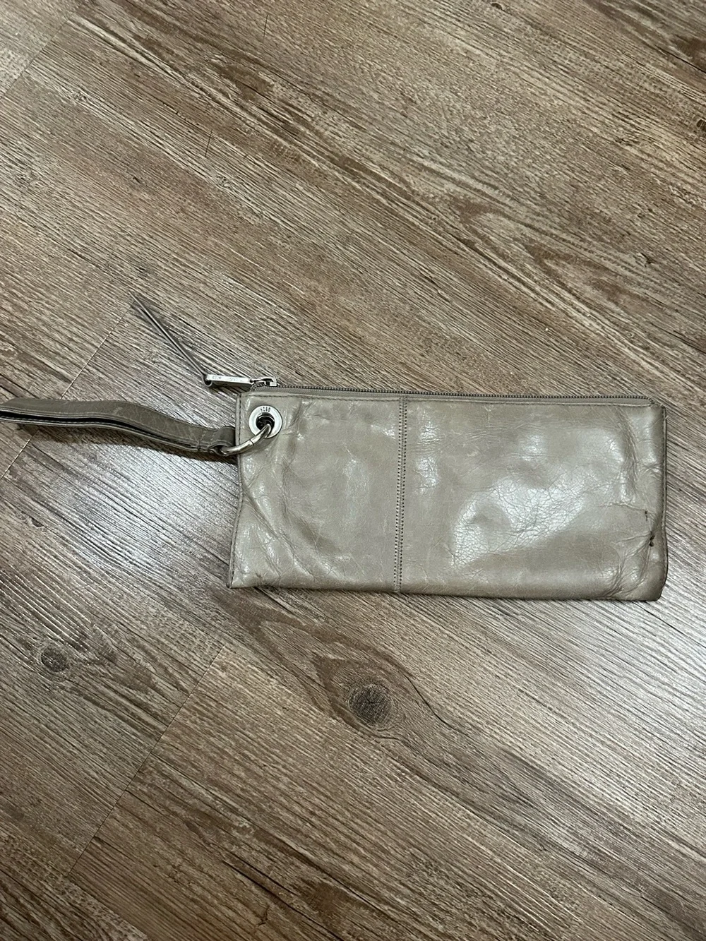 HOBO Taupe Leather Wristlet Clutch